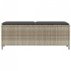 Ławka ogrodowa z poduszką Jasnoszara 110x30x40,5 cm Polirattan