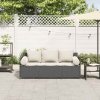 Sofa ogrodowa z poduszkami, 3-osobowa, czarna, polirattan