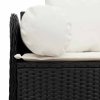 Sofa ogrodowa z poduszkami, 3-osobowa, czarna, polirattan