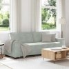 Sofa 3-osobowa, jasnoszara, 180 cm, tapicerowana aksamitem
