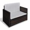 Sofa ogrodowa, rattan PE, brązowa