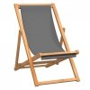 Składany leżak plażowy, lite drewno tekowe, szary