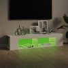 Szafka TV z lampkami LED, wysoki połysk, biała, 135x39x30 cm