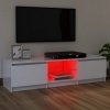Szafka pod TV z oświetleniem LED, biała, połysk, 120x30x35,5 cm