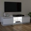 Szafka pod TV z oświetleniem LED, biała, połysk, 120x30x35,5 cm