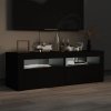 Szafka pod TV z oświetleniem LED, czarna, 120x35x40 cm