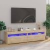 Szafki pod TV z LED, 2 szt., dąb sonoma, 75x35x40 cm