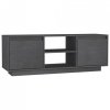 Szafka pod telewizor, szara, 110x30x40 cm, lite drewno sosnowe