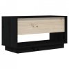 Szafka pod telewizor, czarna, 74x34x40 cm, lite drewno sosnowe