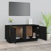 Szafka pod TV, czarna, 80x35x40,5 cm, lite drewno sosnowe
