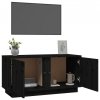 Szafka pod TV, czarna, 80x35x40,5 cm, lite drewno sosnowe