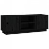 Szafka pod TV, czarna, 110x35x40,5 cm, lite drewno sosnowe
