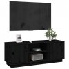 Szafka pod TV, czarna, 110x35x40,5 cm, lite drewno sosnowe