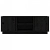 Szafka pod TV, czarna, 110x35x40,5 cm, lite drewno sosnowe