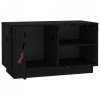 Szafka pod TV, czarna, 70x34x40 cm, lite drewno sosnowe