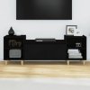 Szafka pod TV, czarna, 160x35x55 cm, materiał drewnopochodny
