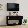 Szafka pod TV, czarna, 90x40x60 cm, lite drewno sosnowe