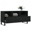 Szafka pod TV, czarna, 102x36x50 cm, materiał drewnopochodny