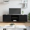 Szafka pod TV, czarna, 150x30x50 cm, materiał drewnopochodny