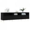 Szafka pod TV, czarna, 150x30x44,5 cm, materiał drewnopochodny