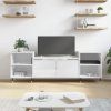 Szafka pod TV, wysoki połysk, biała, 160x35x55 cm
