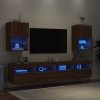Szafki TV, z LED, 2 szt., brązowy dąb, 40,5x30x60 cm