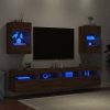 Ścienne szafki TV z LED, 2 szt., brązowy dąb, 40x30x60,5 cm