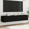 Ścienne szafki TV z LED, 2 szt., czarne, 80x35x31 cm