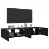 Ścienne szafki TV z LED, 2 szt., czarne, 80x35x31 cm