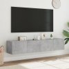 Ścienne szafki TV z LED, 2 szt., szarość betonu, 80x35x31 cm