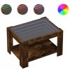Stolik kawowy z LED, opalany dąb, 73x53x45 cm