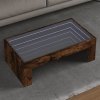 Stolik kawowy z LED Infinity, przydymiony dąb, 90x50x30 cm