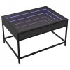 Stolik kawowy z LED Infinity, czarny, 70x50x41 cm
