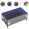 Stolik kawowy z LED Infinity, szary dąb sonoma, 90x50x38 cm