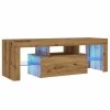 Szafka pod TV z oświetleniem LED, dąb artisan, 120x36,5x40 cm