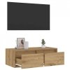 Szafka pod TV z oświetleniem LED, dąb artisan, 75x35,5x25 cm
