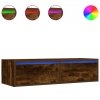 Szafka pod TV z LED, przydymiony dąb, 100x35,5x25 cm