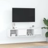 Szafki RTV 2 szt. Białe 60x31x25,5 cm Drewno klejone