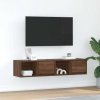 Szafki RTV 2 szt. Brązowy dąb 60x31x25,5 cm Drewno klejone