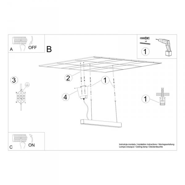 Lampa wisząca PINNE 150 szara 3000K