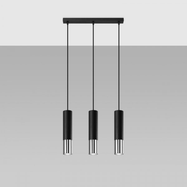 Lampa wisząca LOOPEZ 3L czarny/chrom