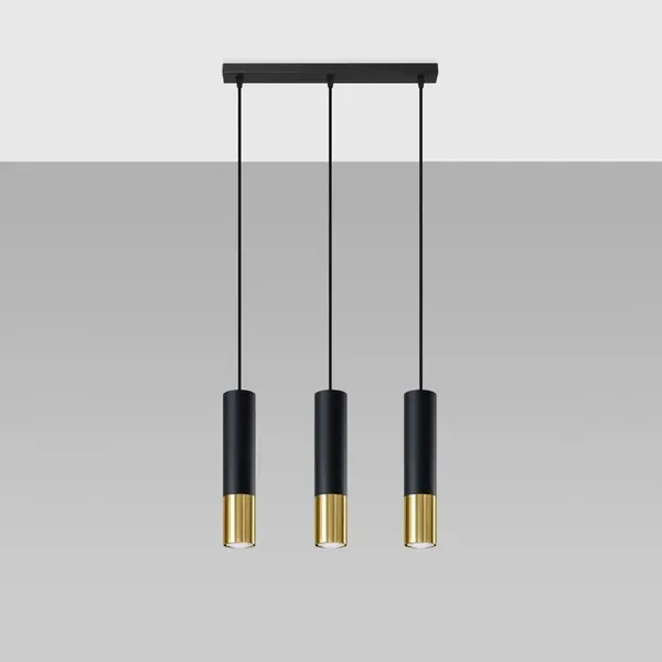 Lampa wisząca LOOPEZ 3L czarny/złoty
