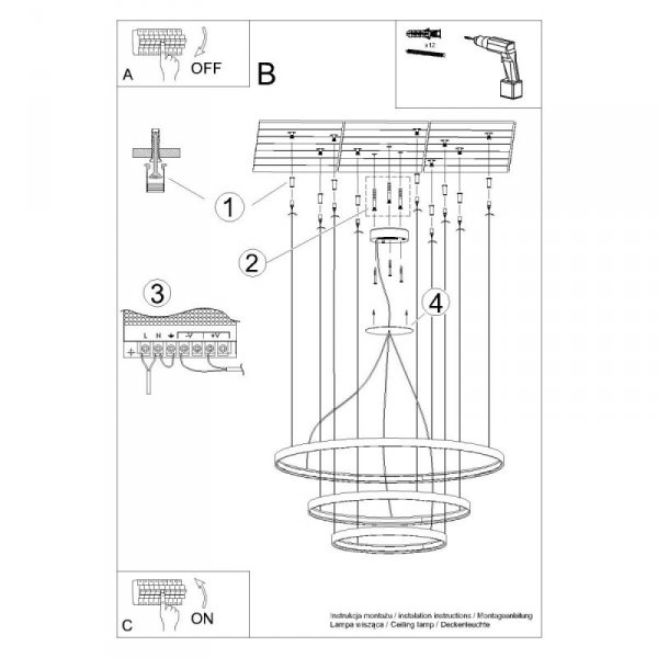 Żyrandol RIO 3 55/78/110 biały LED 4000K
