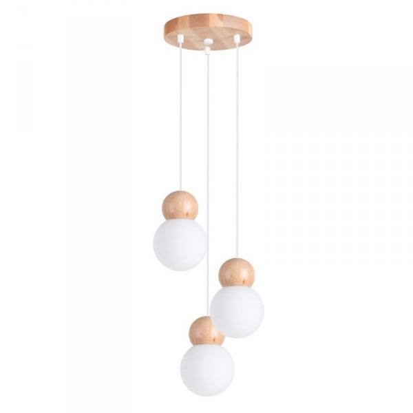 Lampa wisząca PEKKA 3P biała/naturalne drewno
