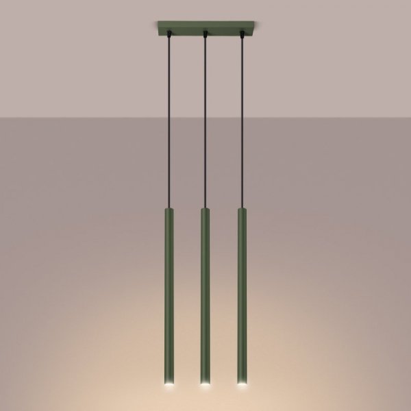 Lampa wisząca PASTELO 3P zielona oliwka