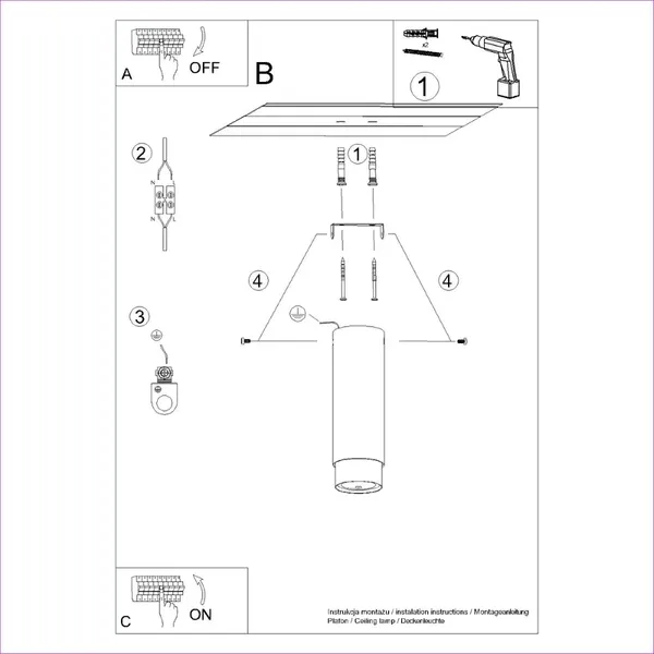 Plafon NERO 22,5 czarny/złoty
