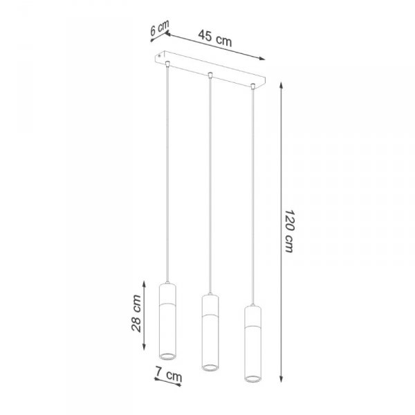 Lampa wisząca ZANE 3 szara