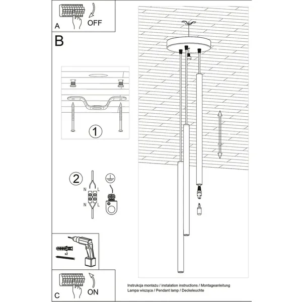 Lampa wisząca PASTELO 3P różowa