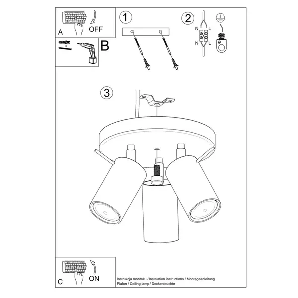 Plafon RING 3P taupe