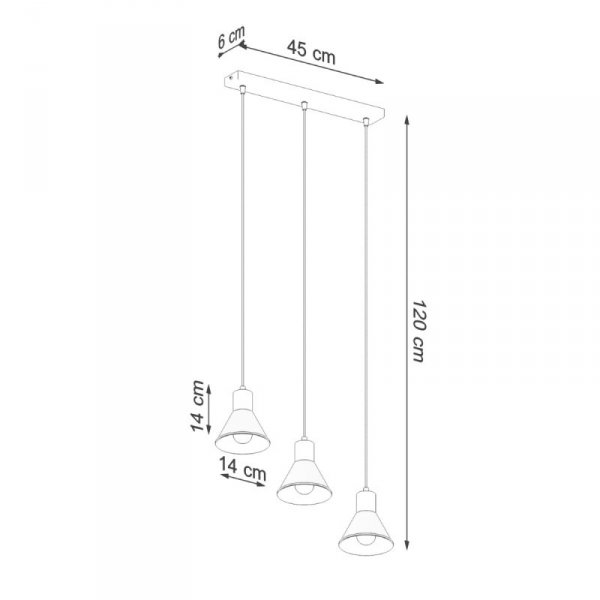 Lampa wisząca TALEJA 3 czarna [E27]